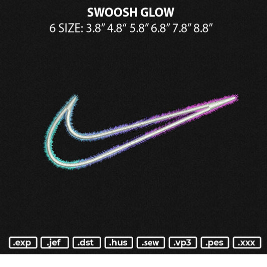 Swoosh Glow Embroidery File 6 sizes