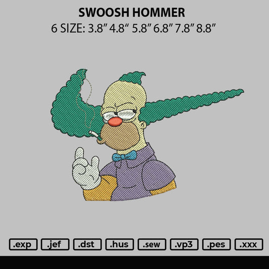 Swoosh Hammer Embroidery File 6 sizes