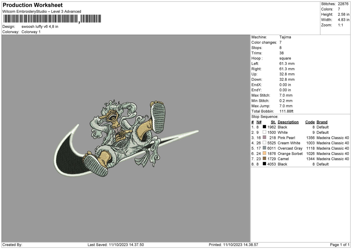 Swoosh Luffy V6 Embroidery File 6 sizes