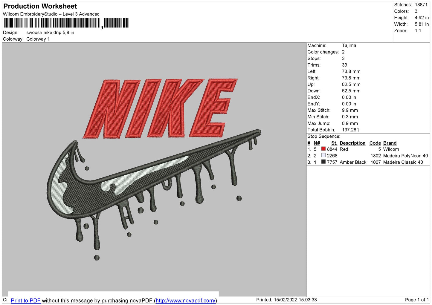 Swoosh Nike Drip Embroidery
