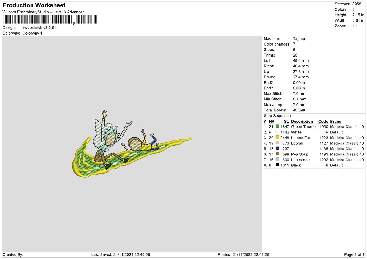 Swooshrick V2 Embroidery File 6 sizes