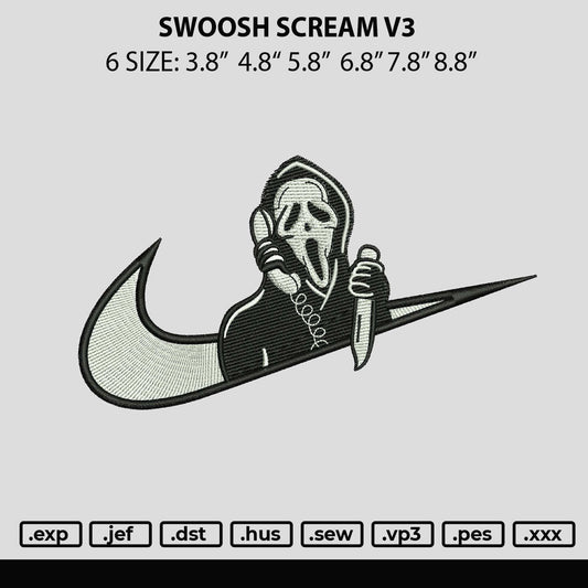 Swoosh Scream v3 Embroidery File 6 sizes