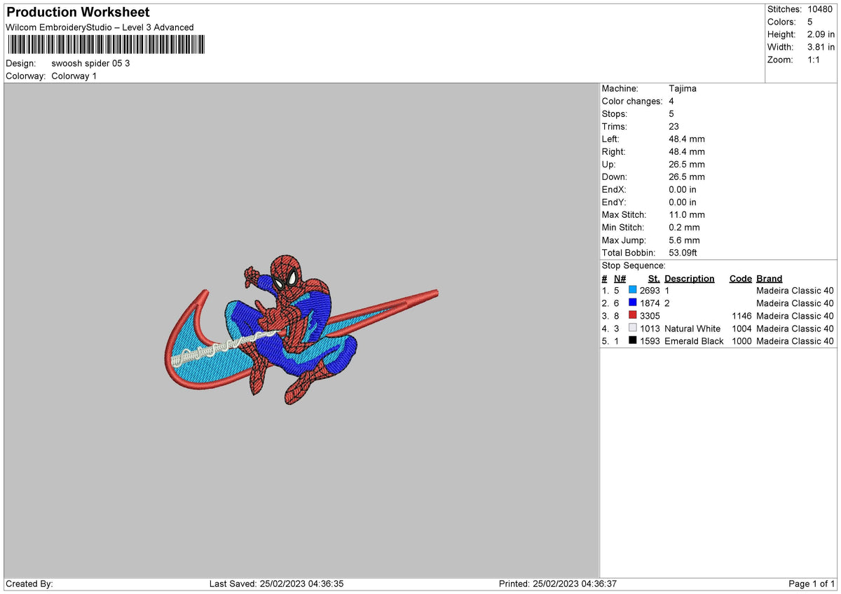 Swoosh Spider 05 Embroidery File 6 sizes