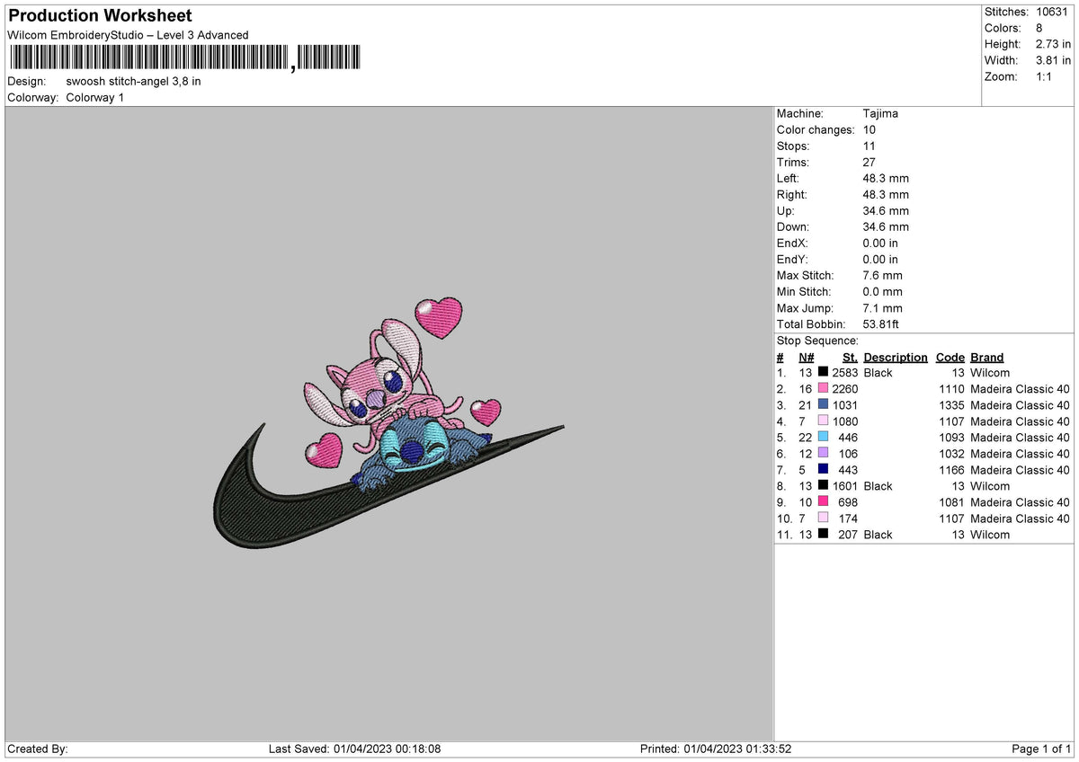 Swoosh Stitchangel Embroidery