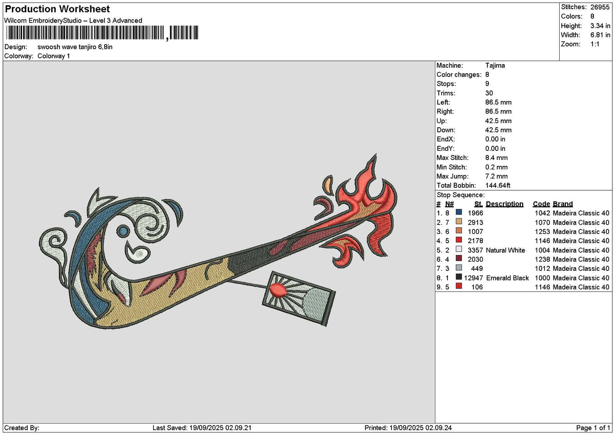 Swoosh Tanjiro1909 Embroidery File 6 sizes
