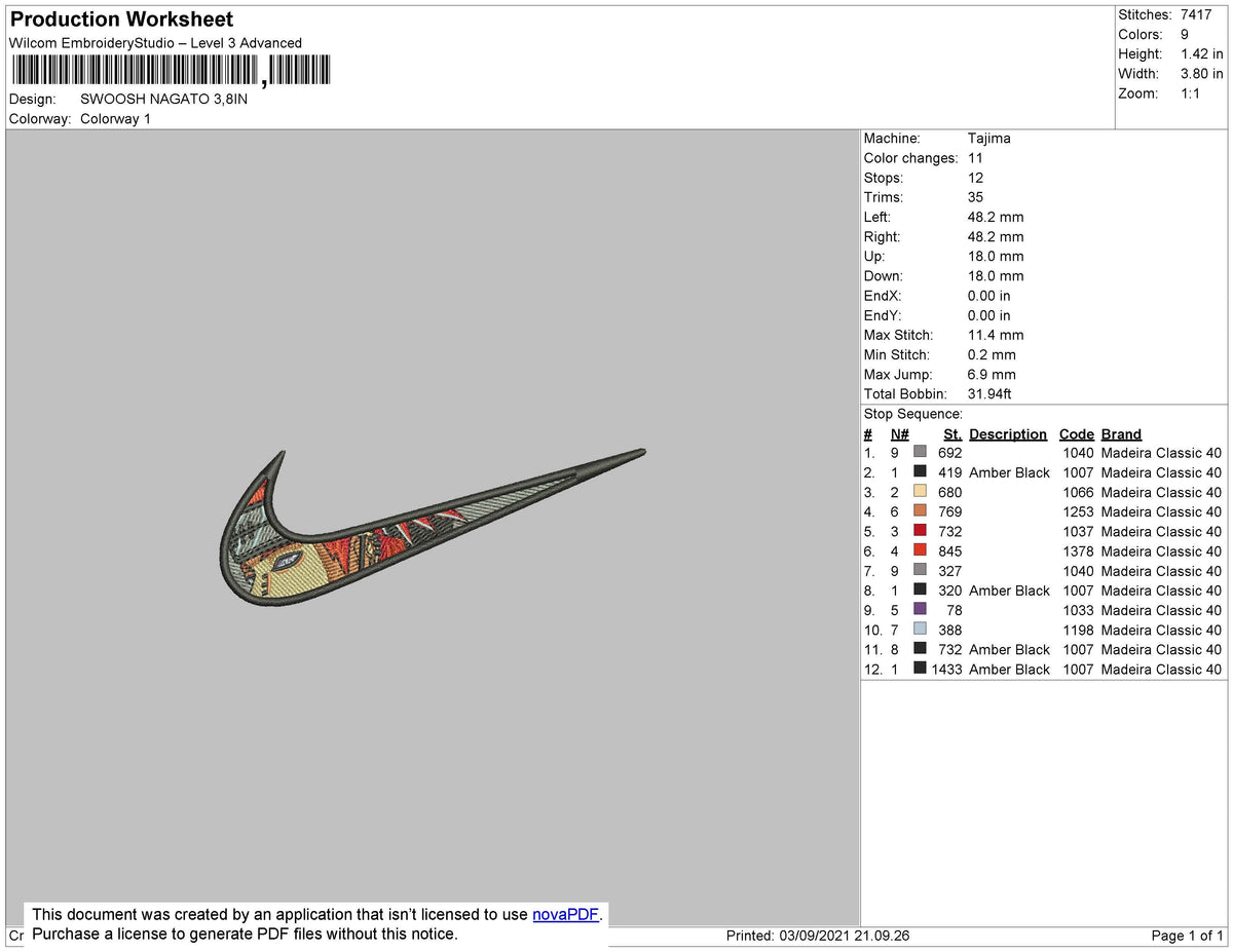 Swoosh Nagato Embroidery