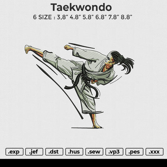 Taekwondo Embroidery File 6 size