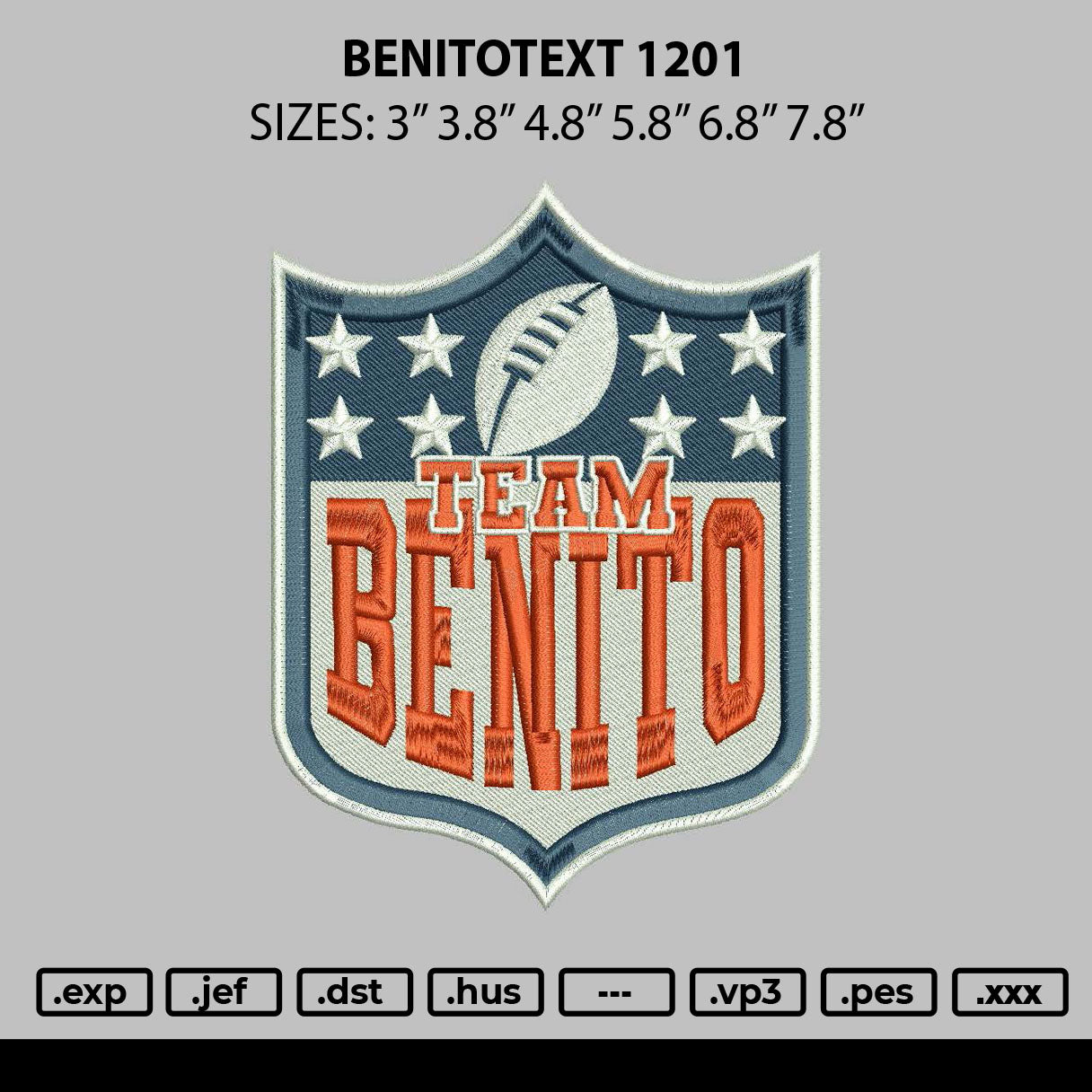 Benitotext 1201 Embroidery File 6 sizes
