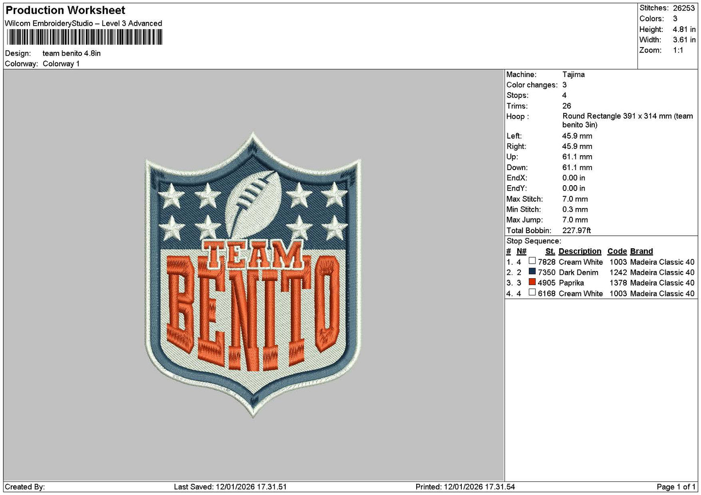 Benitotext 1201 Embroidery File 6 sizes