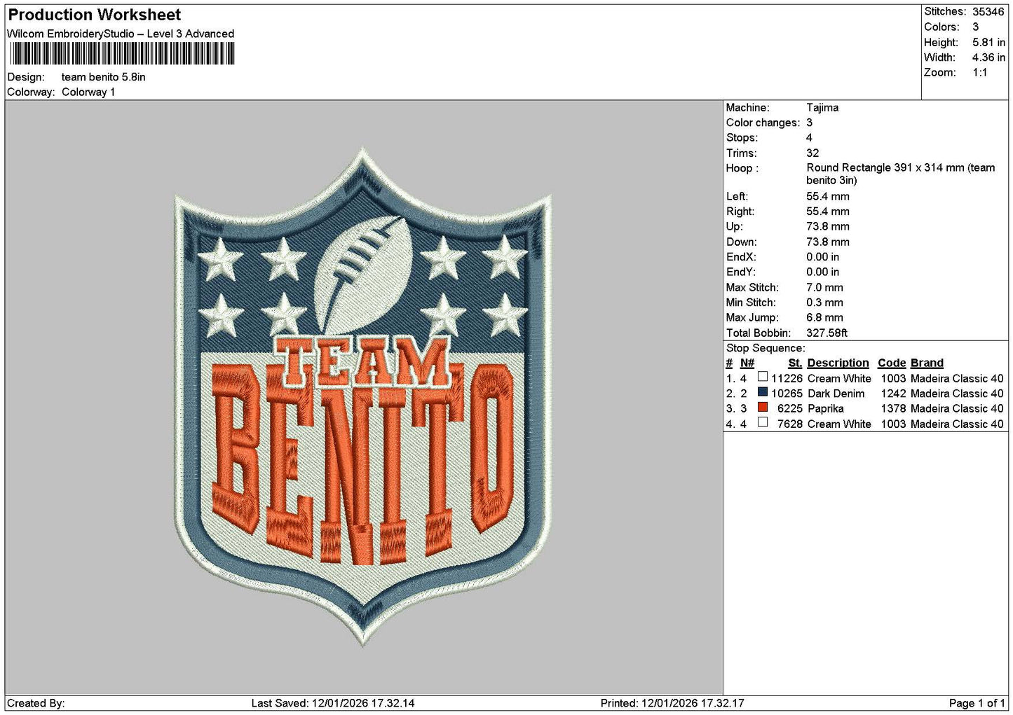 Benitotext 1201 Embroidery File 6 sizes