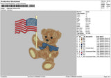Bear Flag 2105 Embroidery Machine Design File 6 sizes