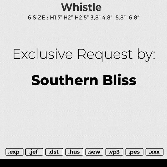Whistle Embroidery File 6 size