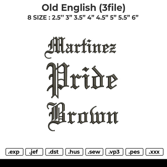 Old English Embroidery File 6 sizes