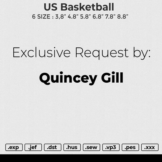 US Basketball Embroidery File 6 size