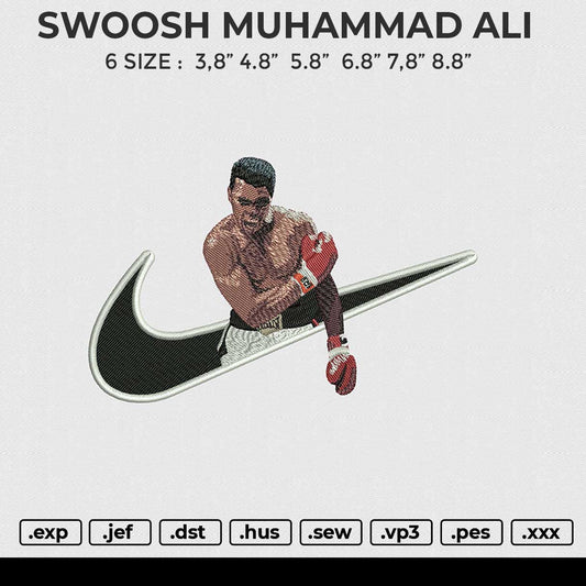 SWOOSH MUHAMMAD ALI Embroidery File 6 size