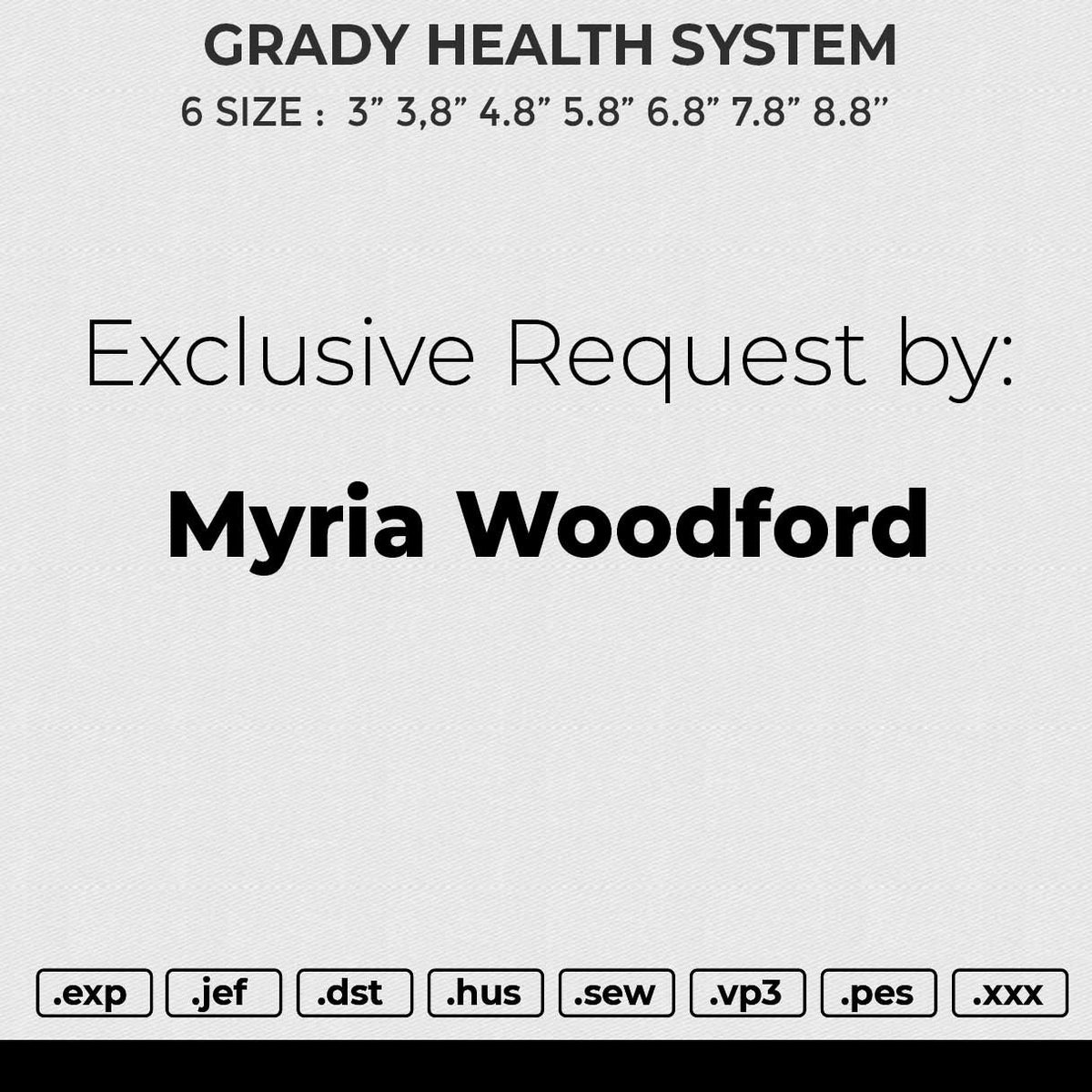 GRADY HEALTH SYSTEM Embroidery File 6 size