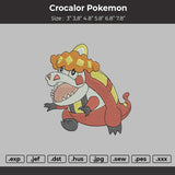 Crocalor Pokemon Embroidery File