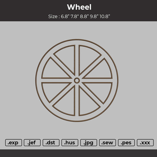 Wheel Embroidery File 5 sizes