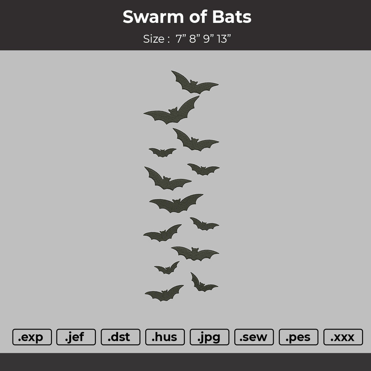 Swarm of bats Embroidery File