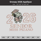 Snoopy 2026 Applique  Embroidery File Design