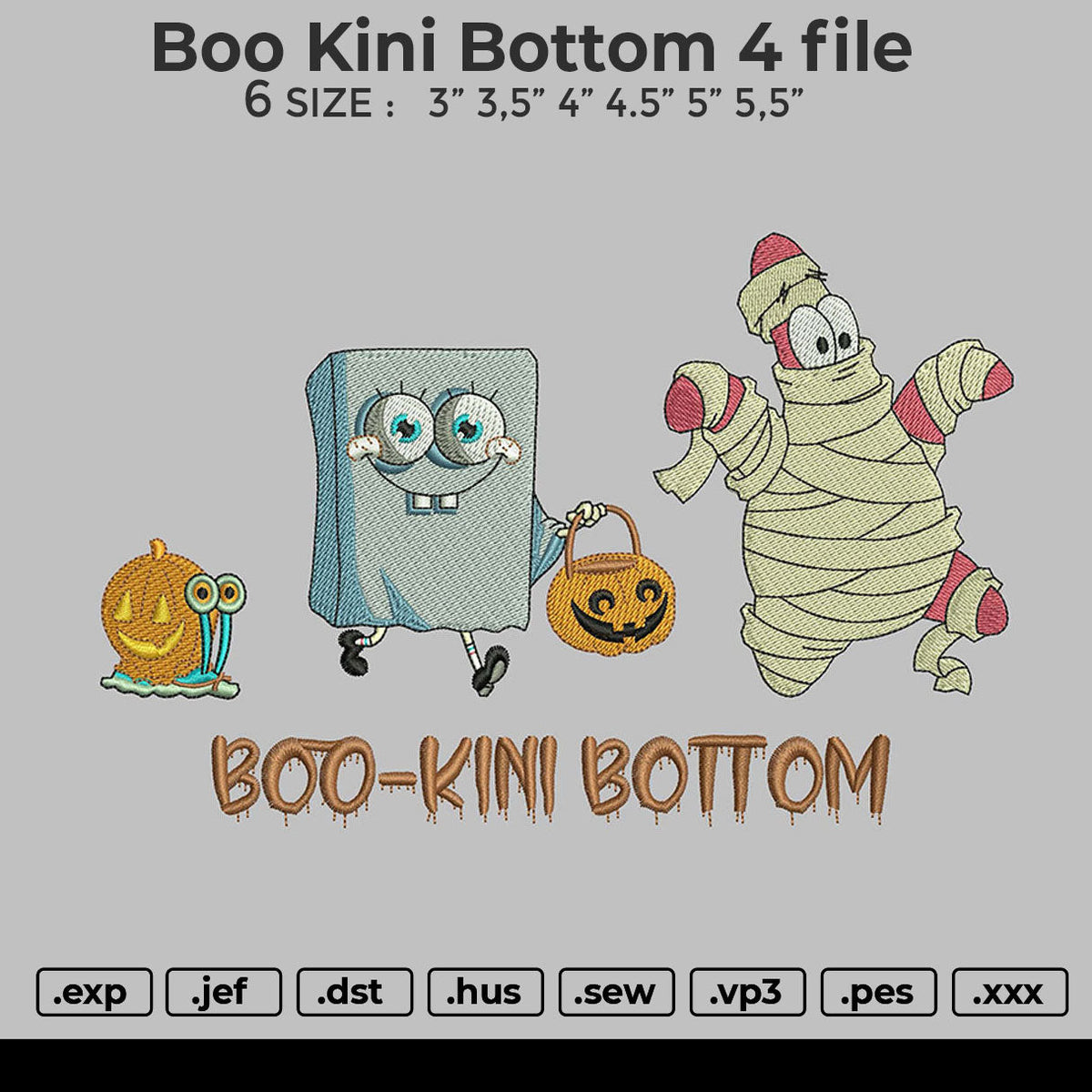 Boo Kini Bottom 4file Embroidery File 5 size