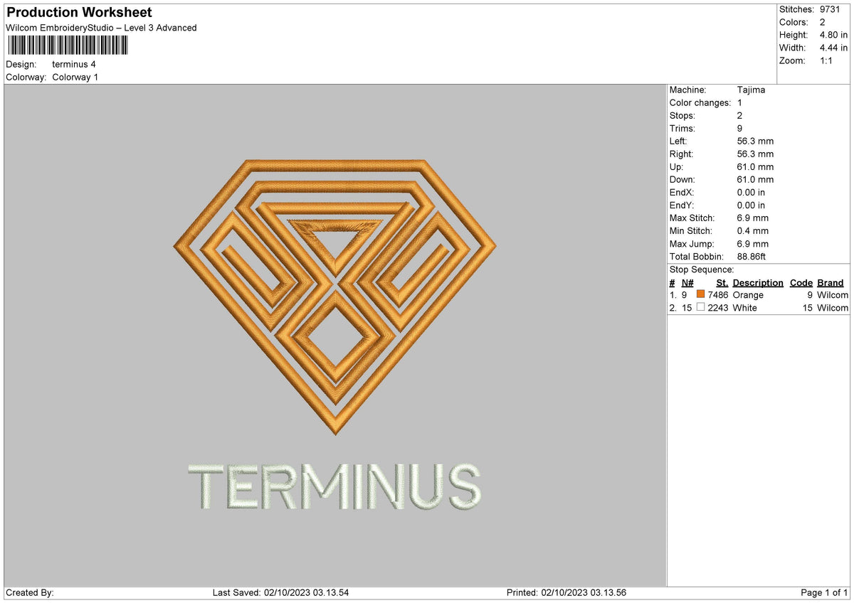 Terminus Embroidery File 6 sizes