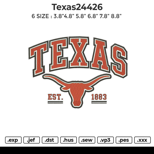 Texas24426 Embroidery File 6 size