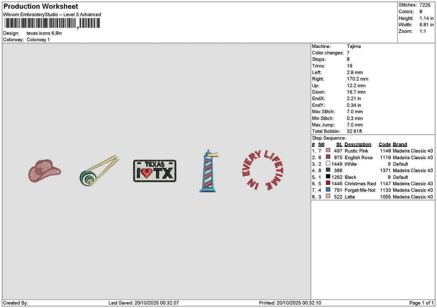 Texasicons Embroidery File 6 sizes