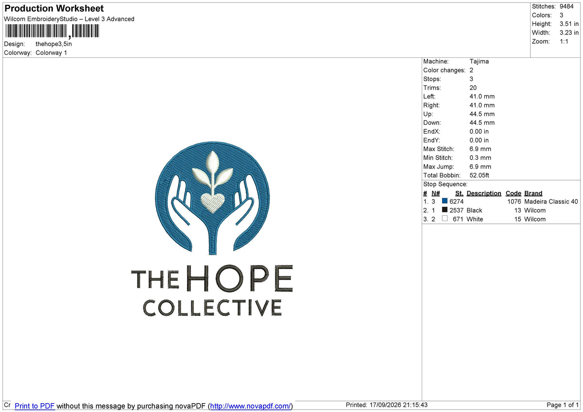 Thehope Embroidery File 6 size