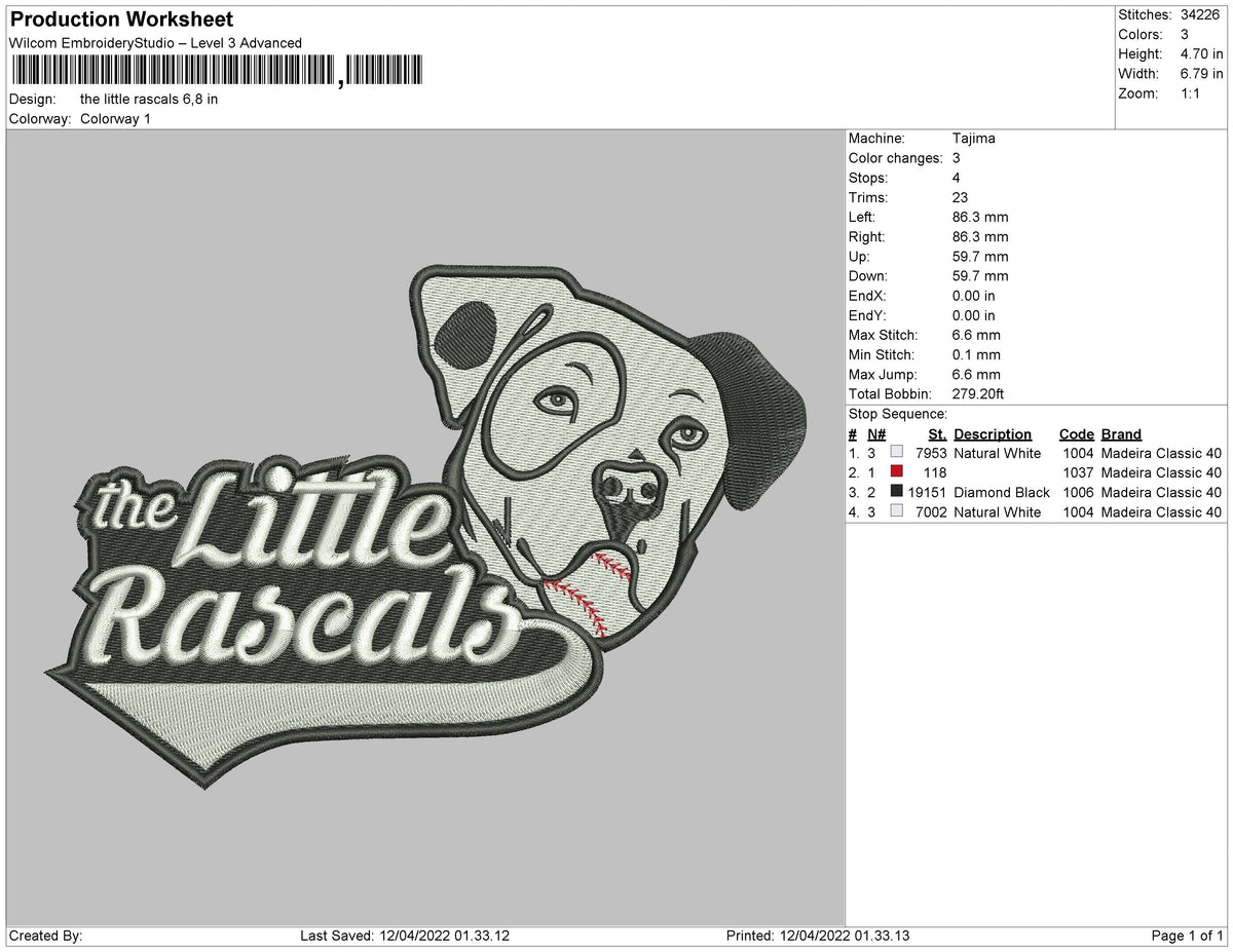 The Little Rascals Embroidery