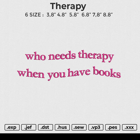 Therapy Embroidery File 6 size
