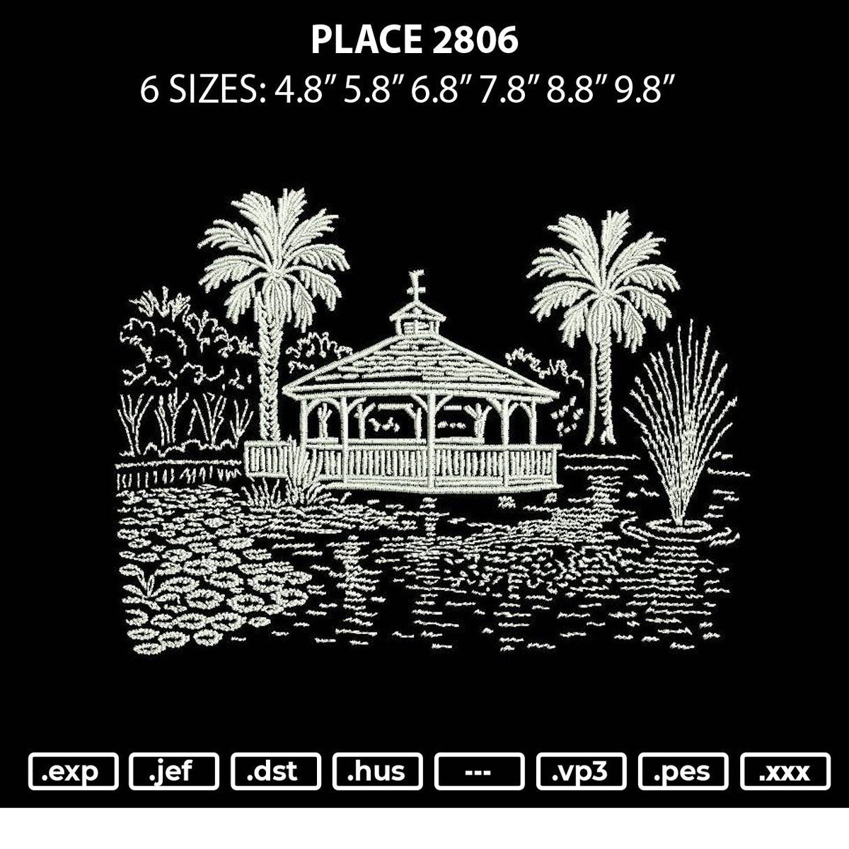 Place Outline Embroidery File 6 sizes