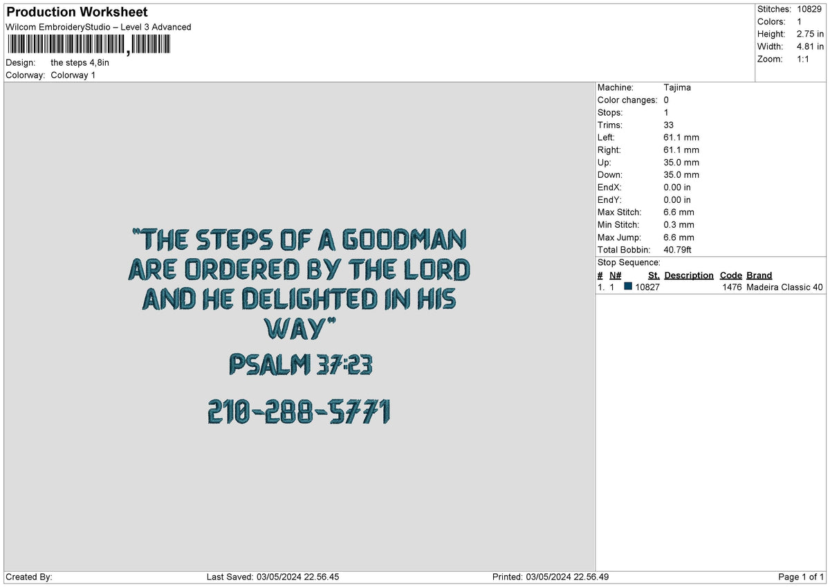 Stepstext Embroidery File 6 sizes