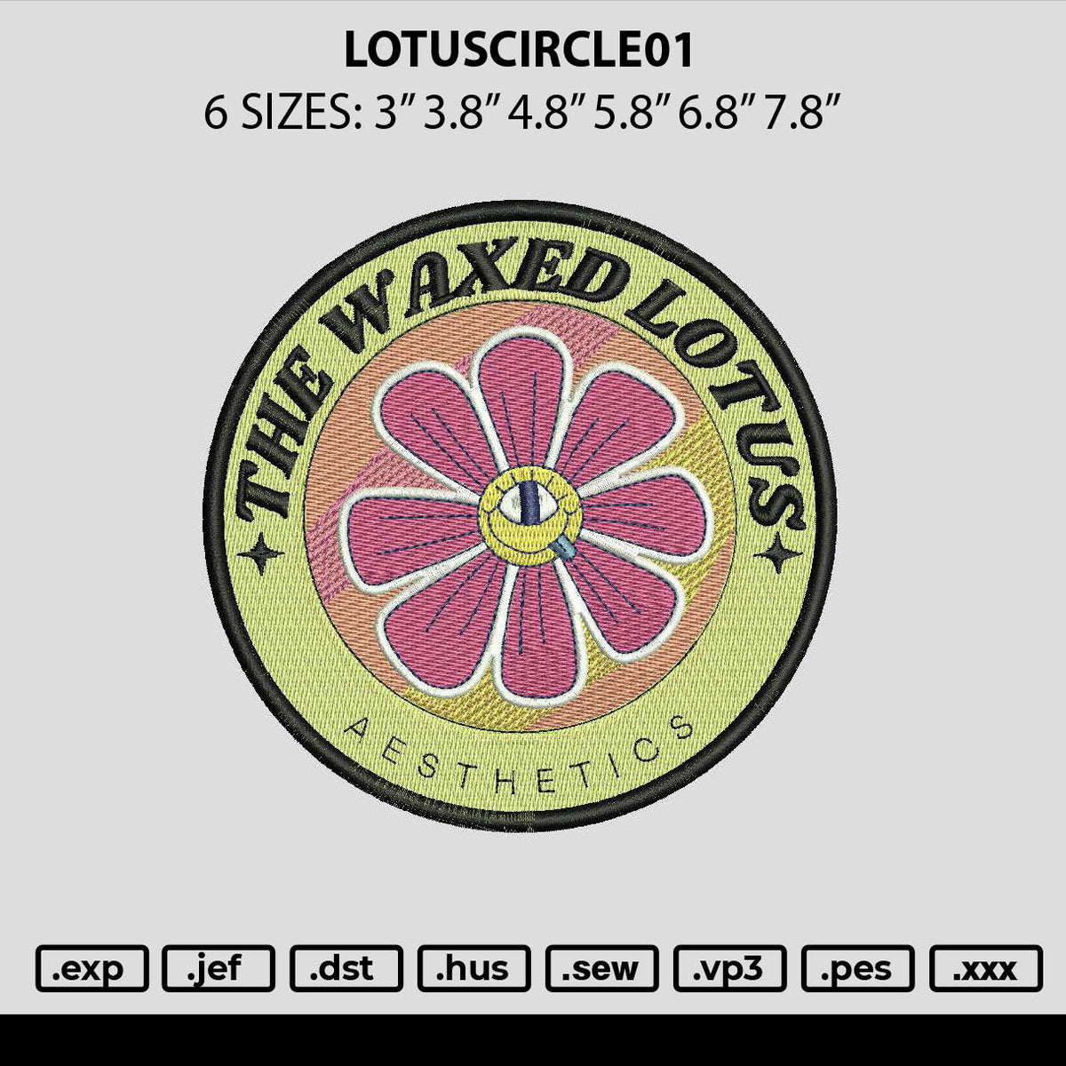Lotuscircle01 Embroidery File 6 sizes