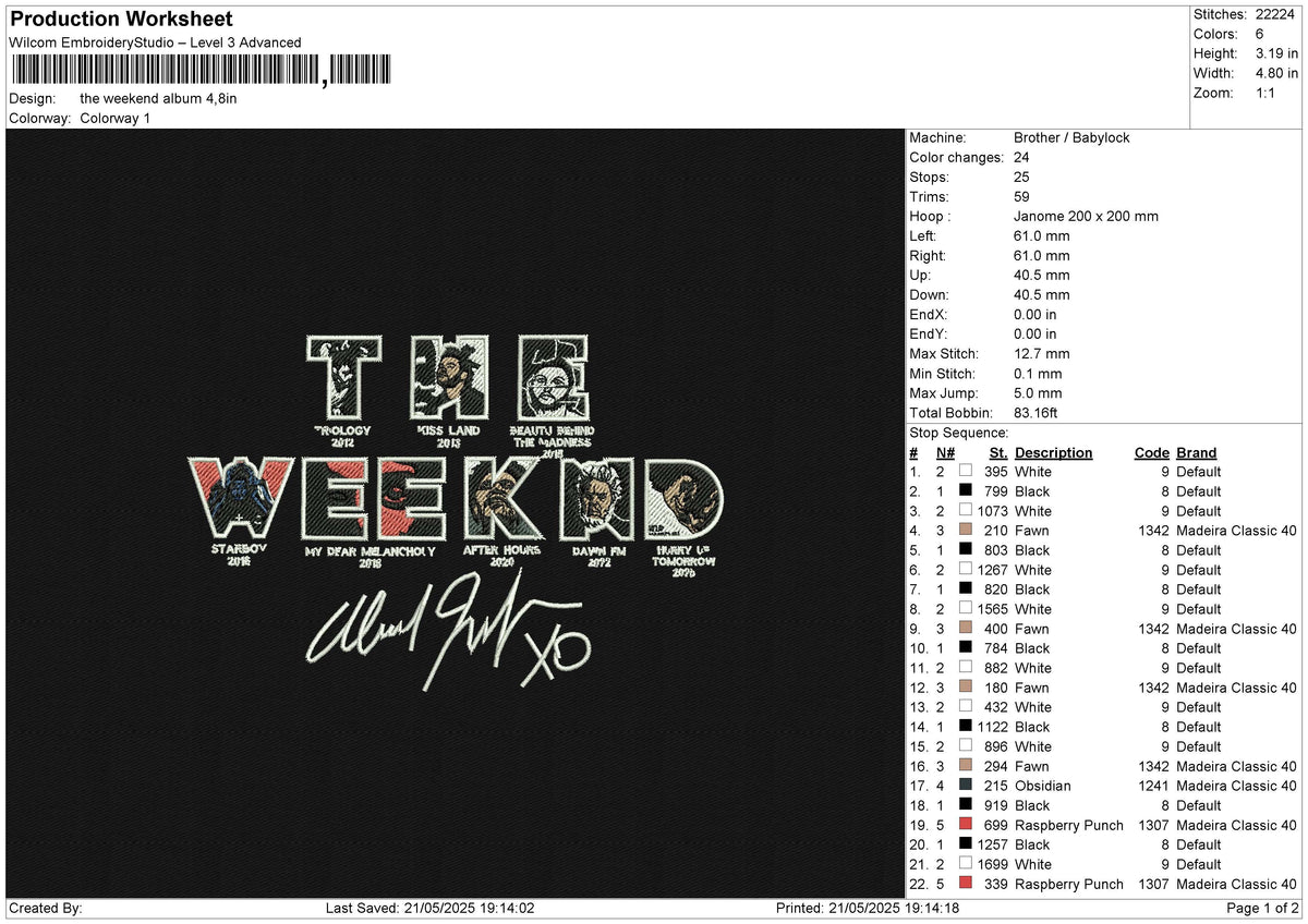 The weekend album Embroidery File 6 size