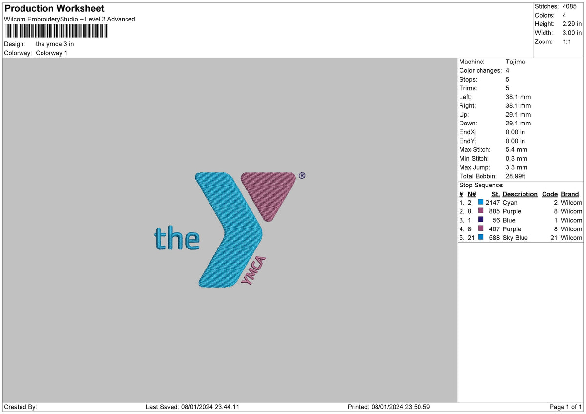 Y Logo Embroidery File 6 sizes