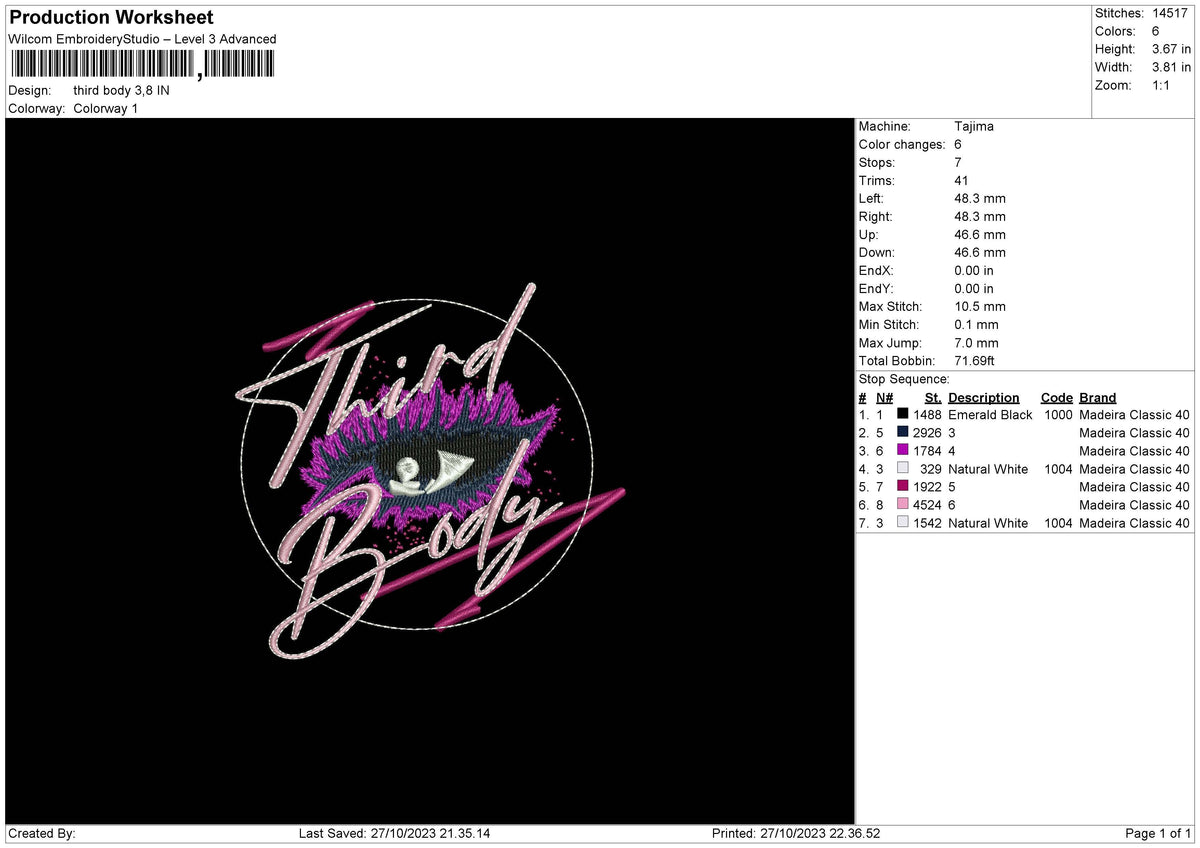 Thrid Eye Embroidery File 6 sizes
