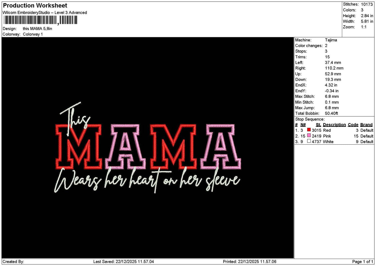 Mamatext 2212 Embroidery File 6 sizes