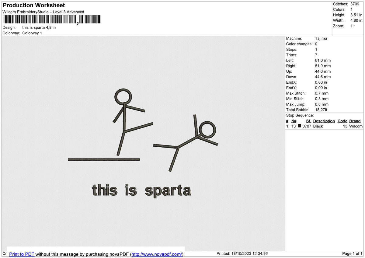 This is sparta Embroidery File 6 size