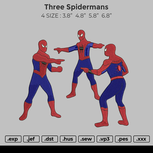 Three Spidermans Embroidery