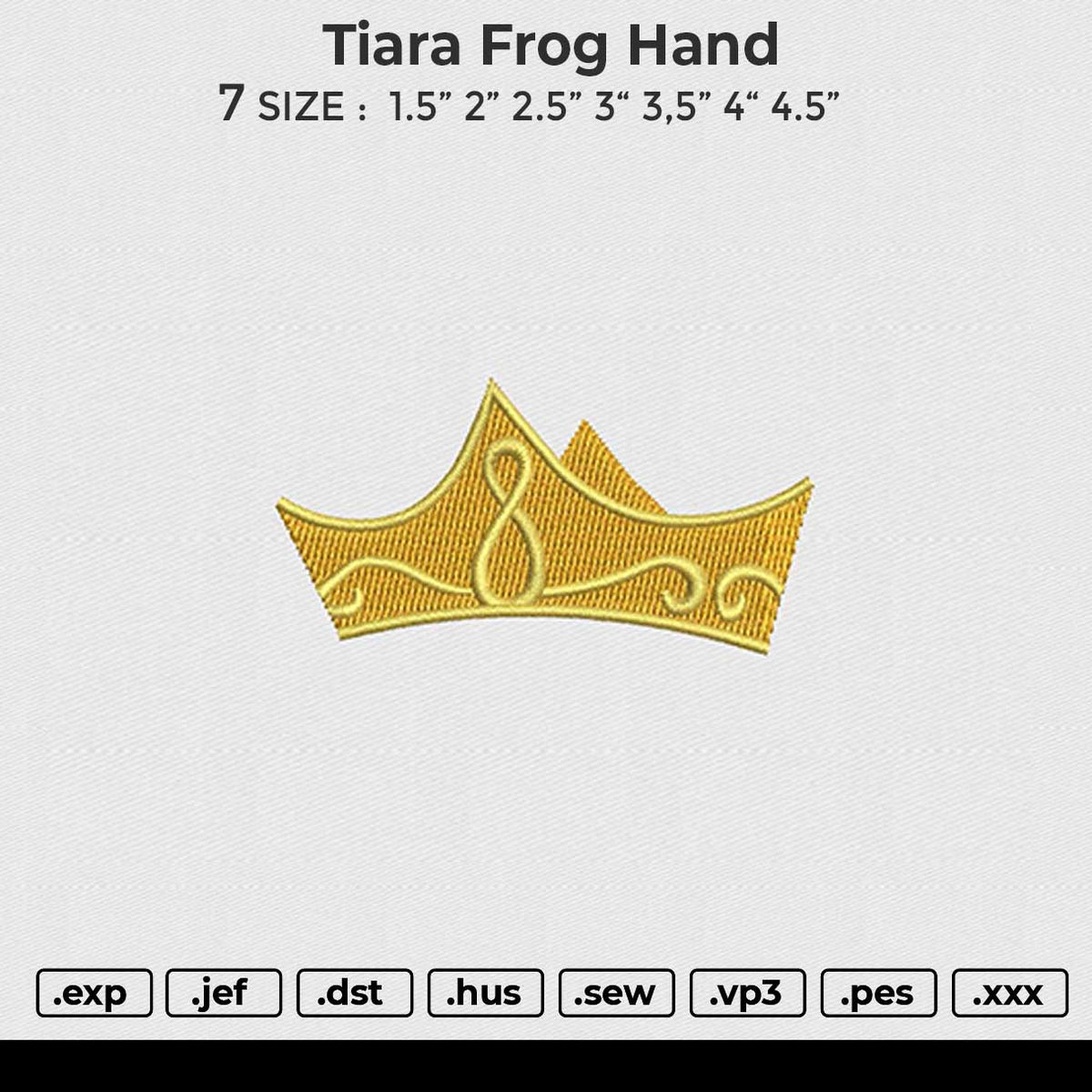 Tiara Frog Hand Embroidery File 6 size