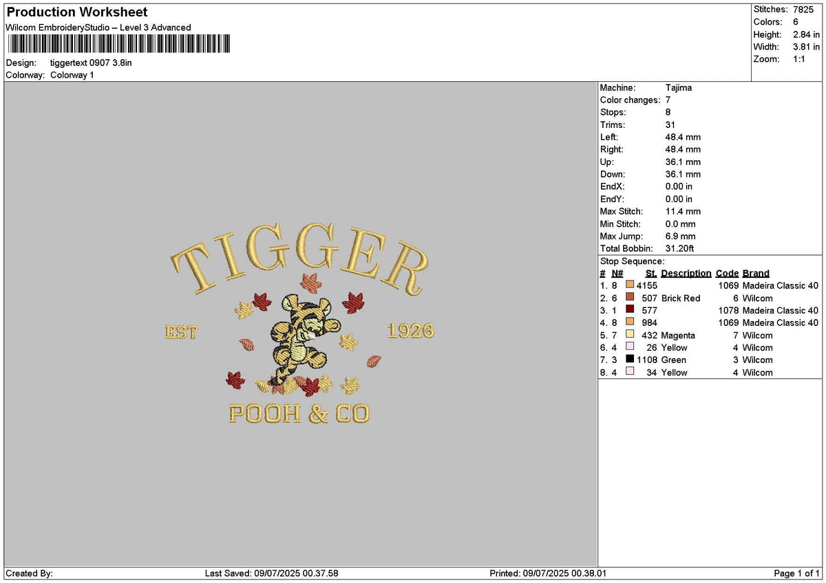Tiggertext 0907 Embroidery File 6 sizes