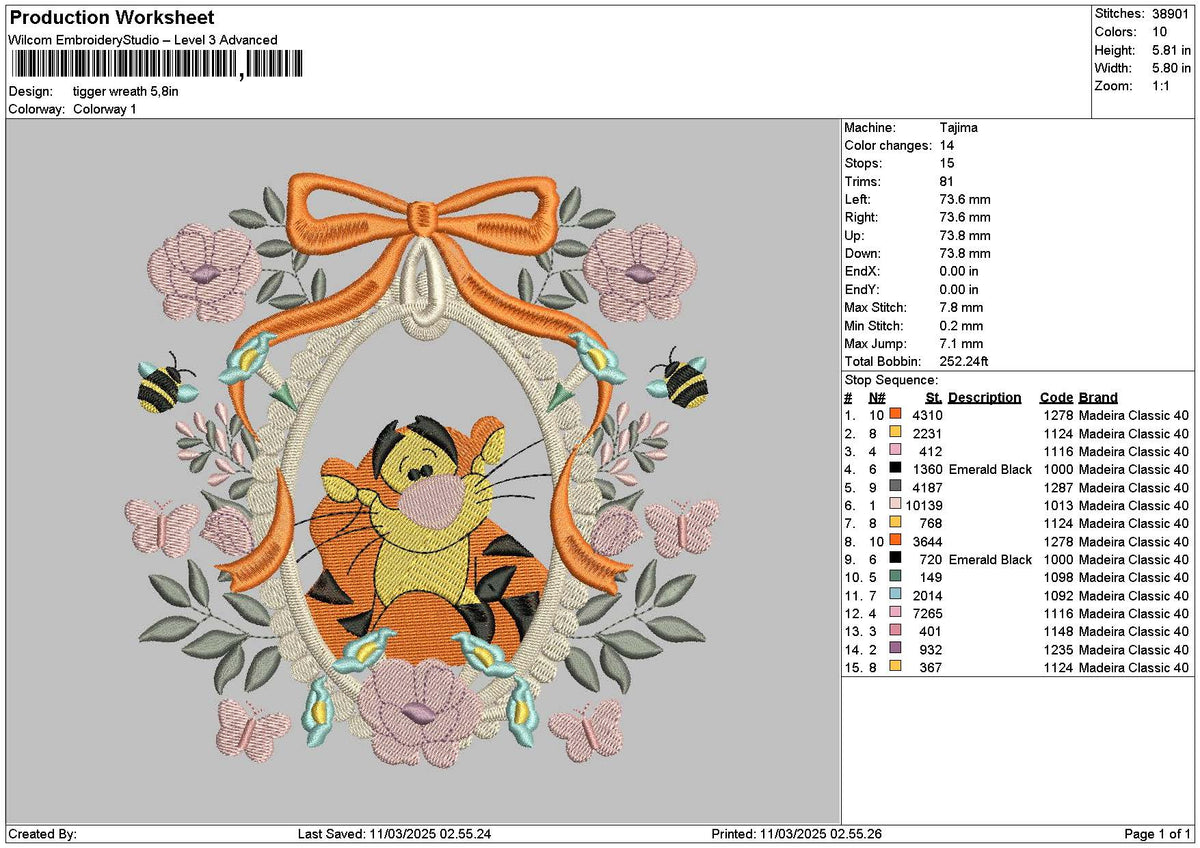 Tiggerflowers Embroidery File 6 sizes