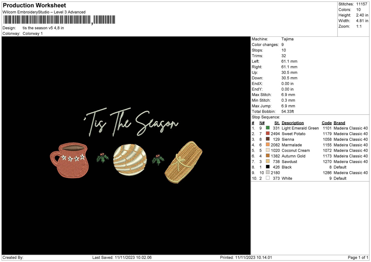 Tt Season V5 Embroidery File 6 sizes