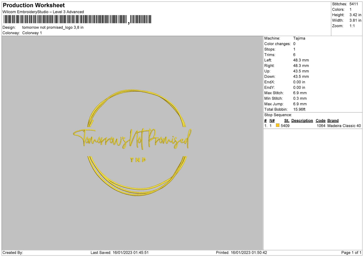 Tomorrow text Embroidery File 6 sizes
