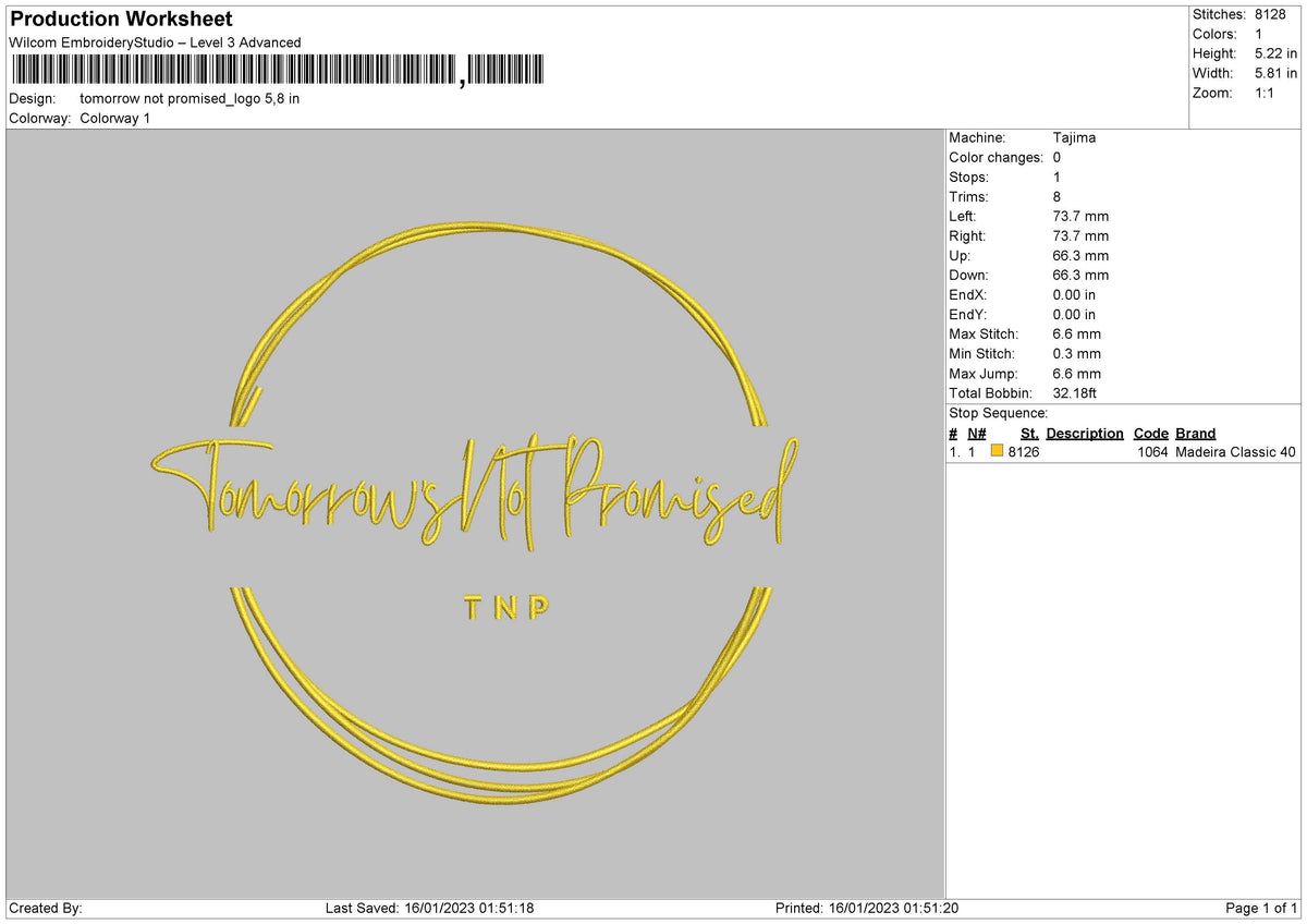 Tomorrow text Embroidery File 6 sizes