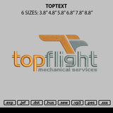 Toptext Embroidery File 6 sizes