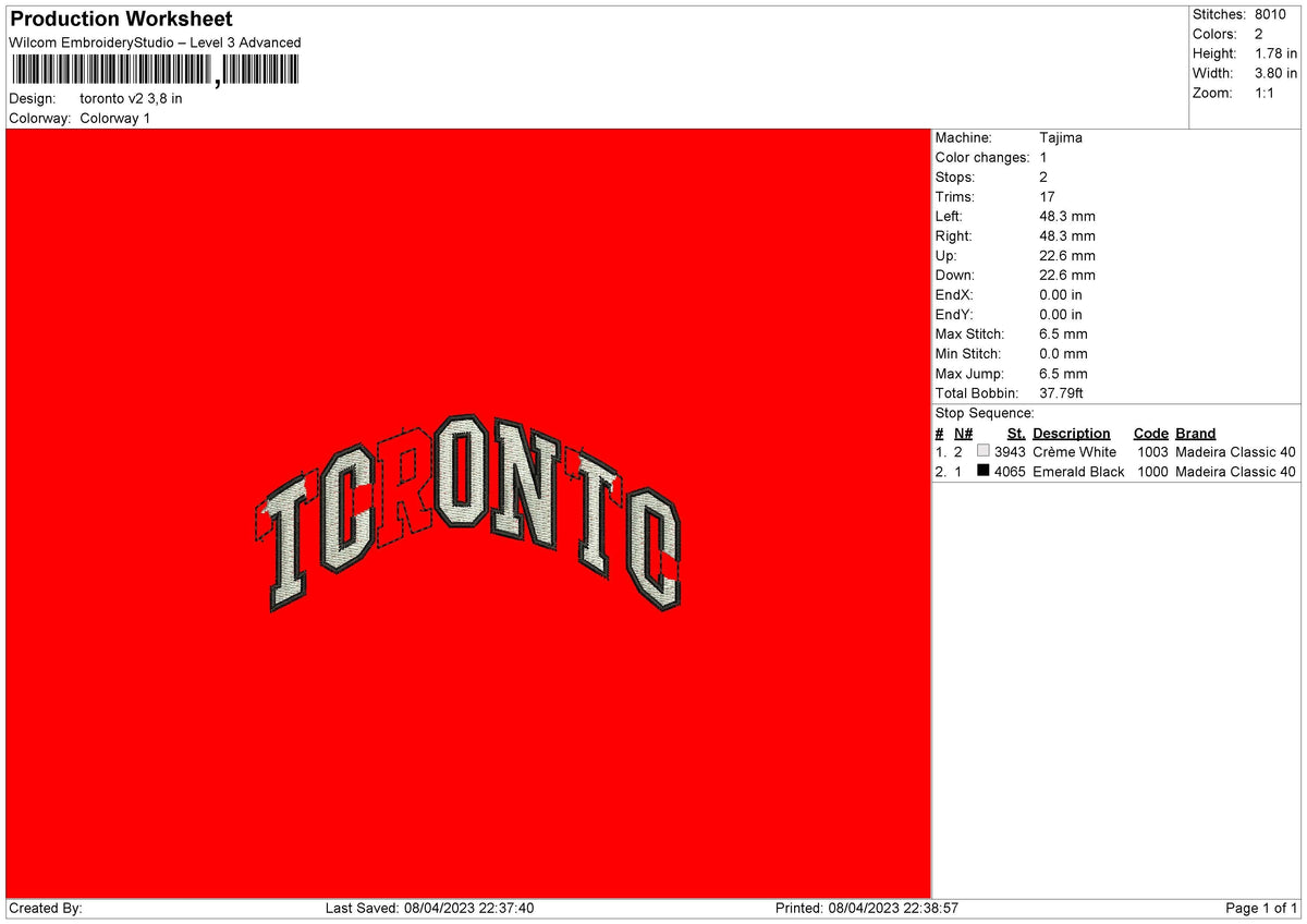 Toronto Text V2 Embroidery