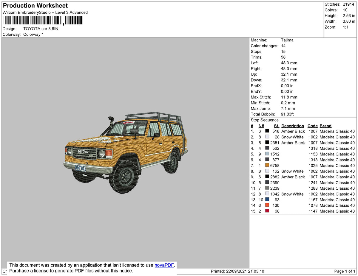 Toyota Car Embroidery File 4 size