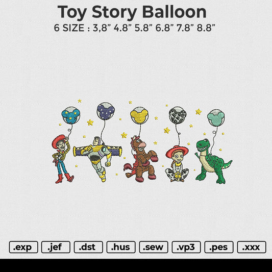 Toy story balloon Embroidery File 6 size